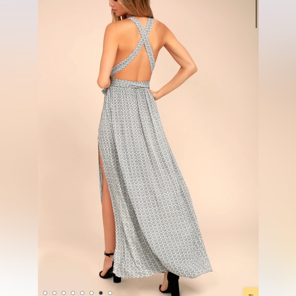 Lulus Casablanca Queen Black and White Print Halter Maxi Dress Size Small - Picture 2 of 5